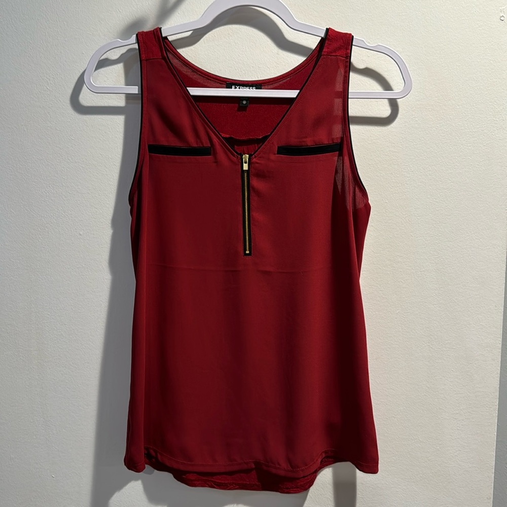 Express Red with Black trim Tank Top Blouse